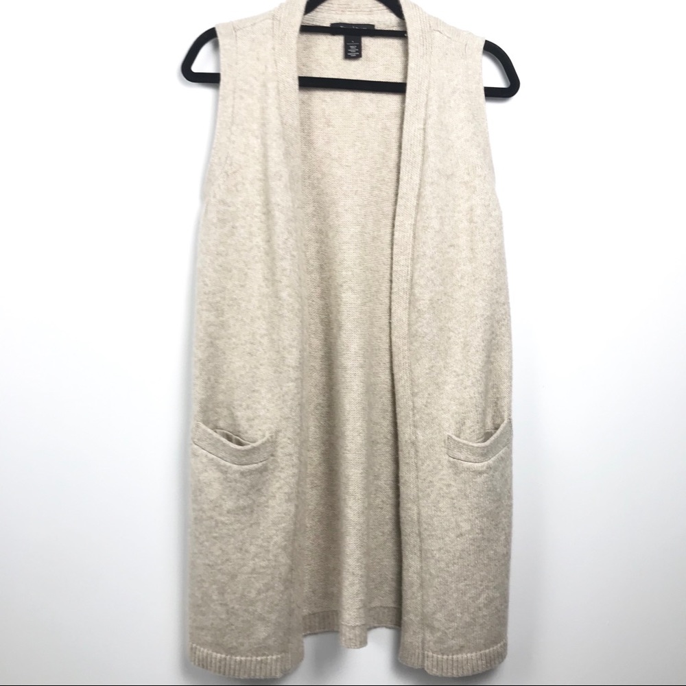 White House Black Market Oatmeal Vest Duster Cardi